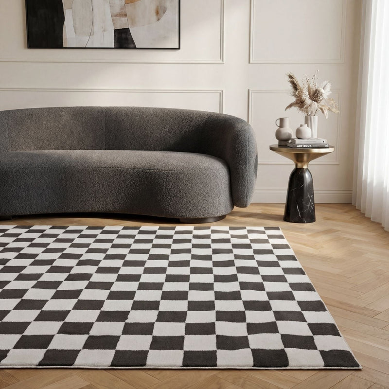 Loft Checkerboard Dark Grey Rug