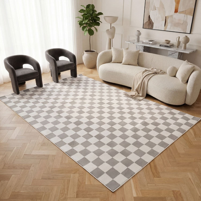 Loft Checkerboard Grey Rug