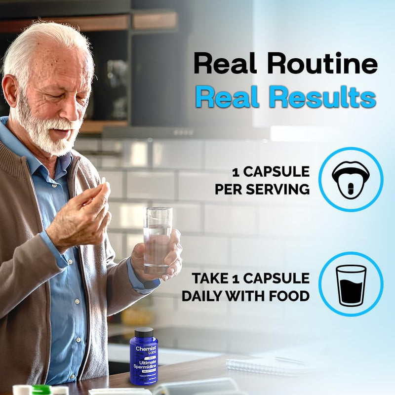 Chemist Labs Spermidine Supplements for Longevity - 5 mg, 120 Servings, Vegan, 3rd-Party Tested