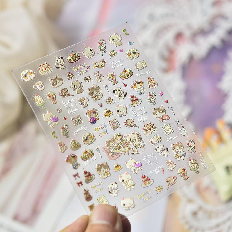 Hello Claws | Cherry Cake And Kitty Nail Deco Sticker