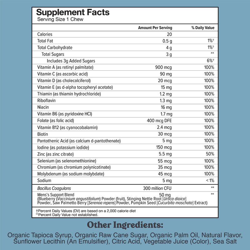 Chewsy Men's Multivitamin Chews – Immune & Energy Support | 6-Day Supply