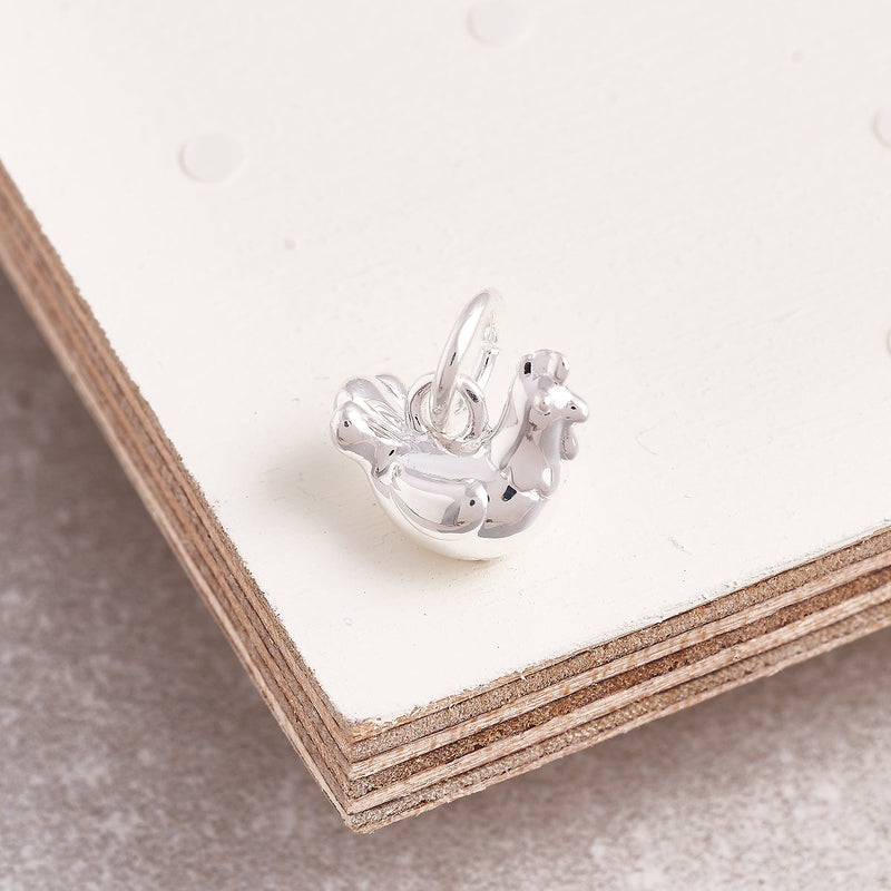 Chicken Silver Charm