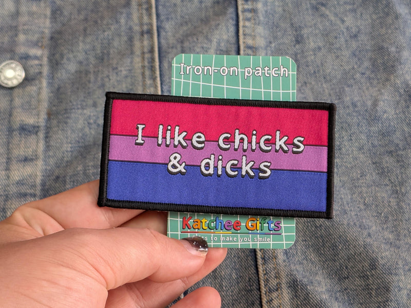 I like chicks and dicks iron-on patch