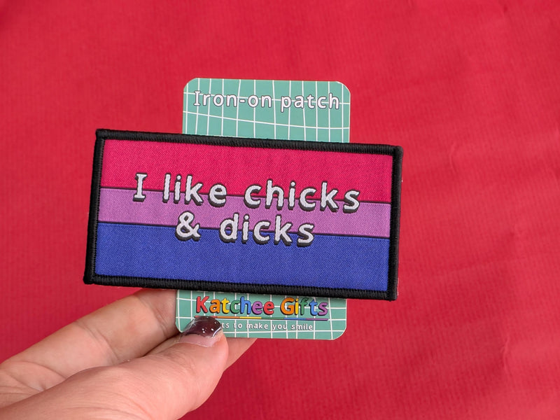 I like chicks and dicks iron-on patch