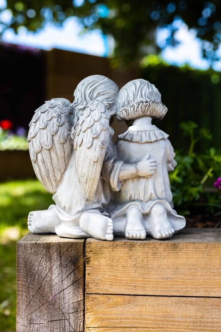 Resin Reading Angel Lamp Child Statue – Decorative LED Cherub Ornament