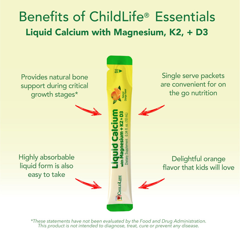 ChildLife Essentials Liquid Calcium for Kids – On-The-Go, Orange Flavor