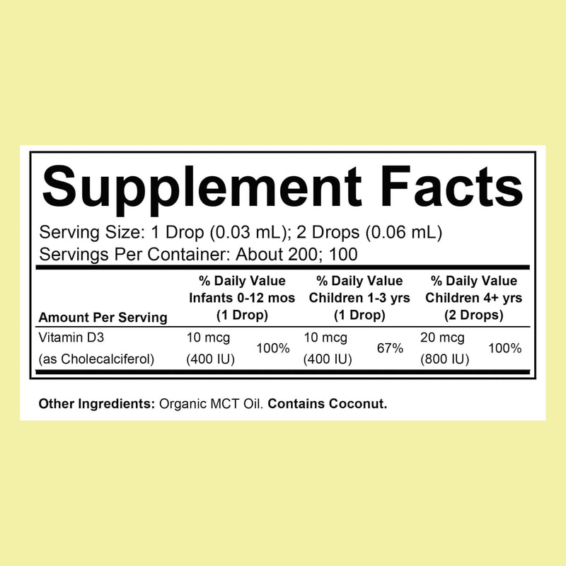 CHILDLIFE Essentials Organic Vitamin D3 Drops for Infants & Newborns – 400 IU/Drop, USDA Organic