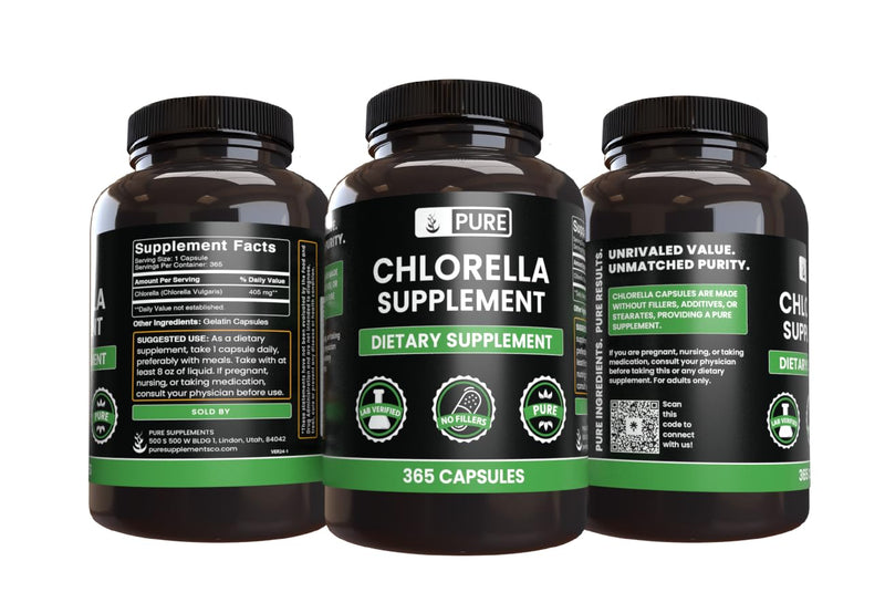 Pure Original Ingredients Chlorella (365 Capsules) No Magnesium or Rice Fillers | Always Pure, Lab Verified