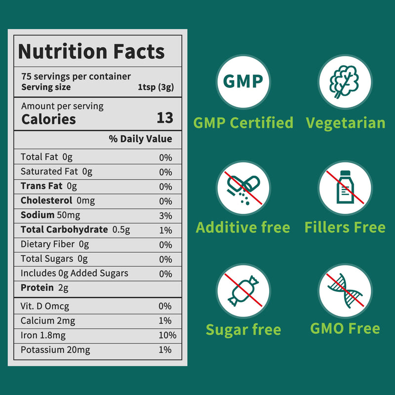 Chlorella Powder Natural – Immune & Liver Support, Vegan Protein, 8 oz