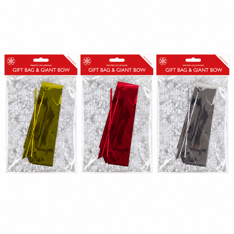 Christmas cellophane gift bag with giant bow