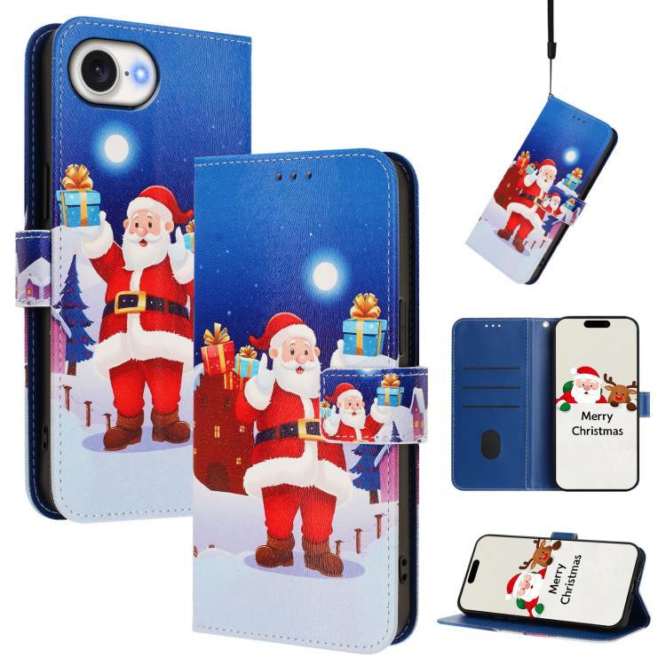 Christmas Series Buckle Leather Phone Case with Hand Strap, For iPhone 17e / 16e, For iPhone 17 Pro Max, For iPhone 17 Pro, For iPhone 17 - InStock