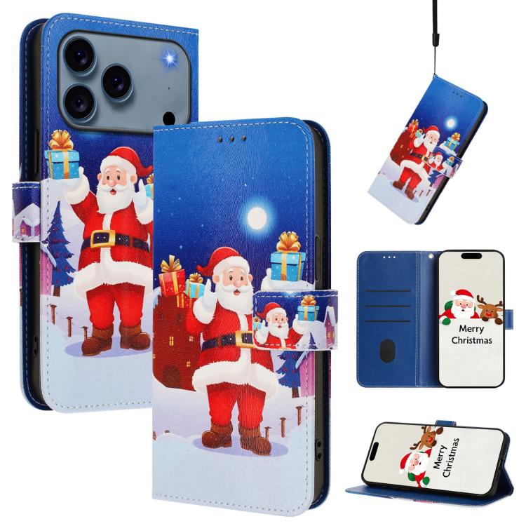 Christmas Series Buckle Leather Phone Case with Hand Strap, For iPhone 17e / 16e, For iPhone 17 Pro Max, For iPhone 17 Pro, For iPhone 17 - InStock