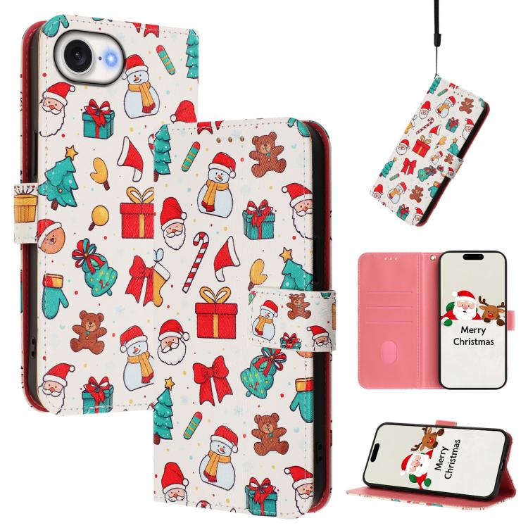 Christmas Series Buckle Leather Phone Case with Hand Strap, For iPhone 17e / 16e, For iPhone 17 Pro Max, For iPhone 17 Pro, For iPhone 17 - InStock