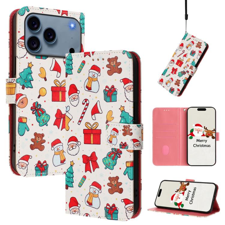 Christmas Series Buckle Leather Phone Case with Hand Strap, For iPhone 17e / 16e, For iPhone 17 Pro Max, For iPhone 17 Pro, For iPhone 17 - InStock