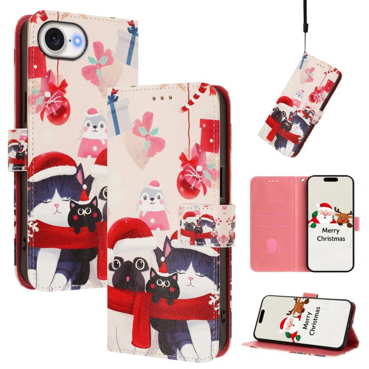 Christmas Series Buckle Leather Phone Case with Hand Strap, For iPhone 17e / 16e, For iPhone 17 Pro Max, For iPhone 17 Pro, For iPhone 17 - InStock