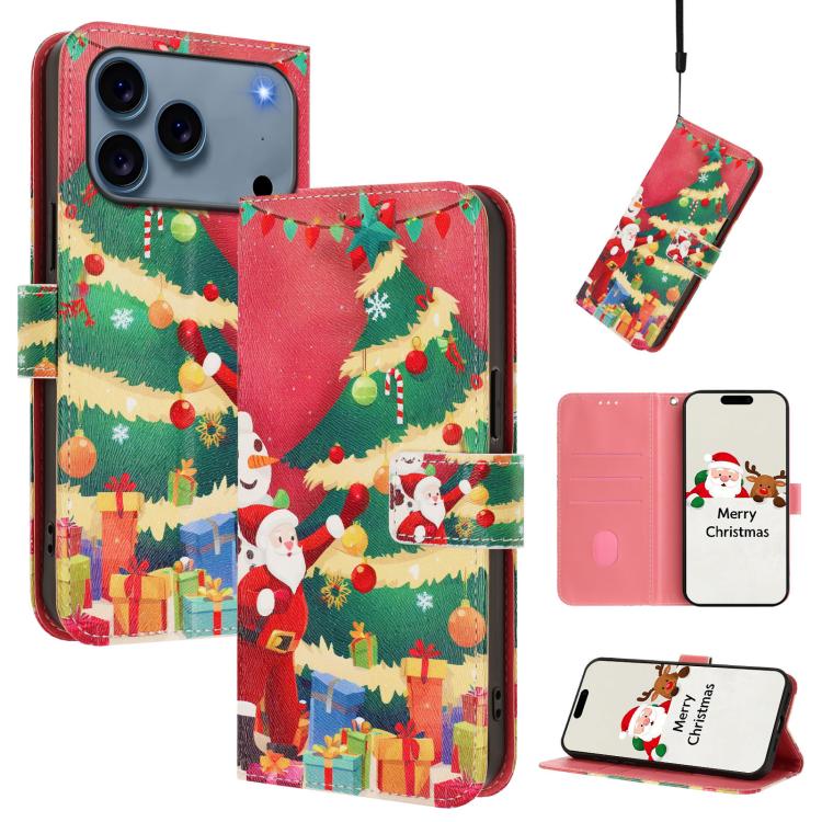 Christmas Series Buckle Leather Phone Case with Hand Strap, For iPhone 17e / 16e, For iPhone 17 Pro Max, For iPhone 17 Pro, For iPhone 17 - InStock