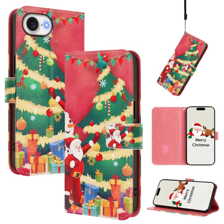 Christmas Series Buckle Leather Phone Case with Hand Strap, For iPhone 17e / 16e, For iPhone 17 Pro Max, For iPhone 17 Pro, For iPhone 17 - InStock