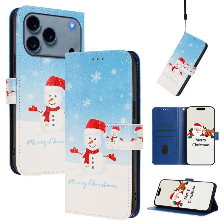 Christmas Series Buckle Leather Phone Case with Hand Strap, For iPhone 17e / 16e, For iPhone 17 Pro Max, For iPhone 17 Pro, For iPhone 17 - InStock