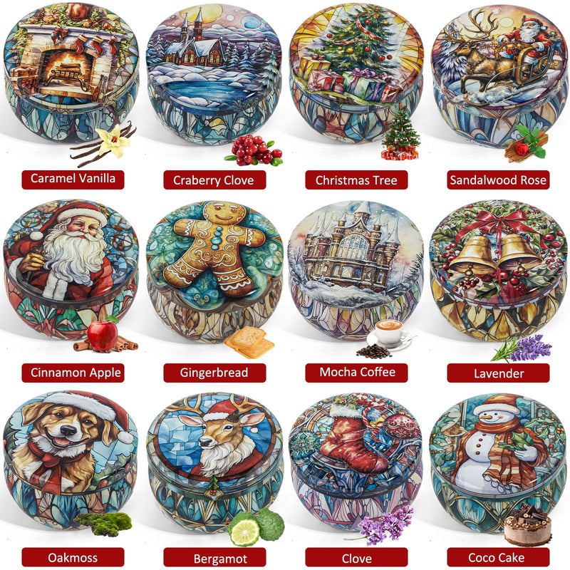 Christmas Candle Gifts Set - 12 Pack Soy Wax Candles for Women