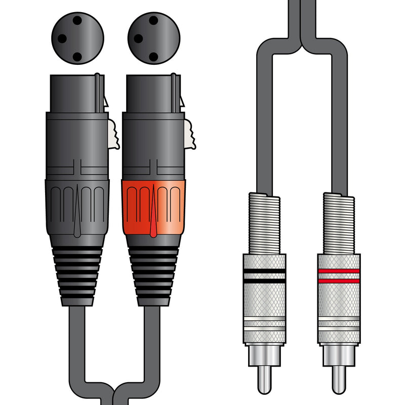 Citronic Twin 2 x RCA Plugs to 2 x XLR Female Cable 1.5m
