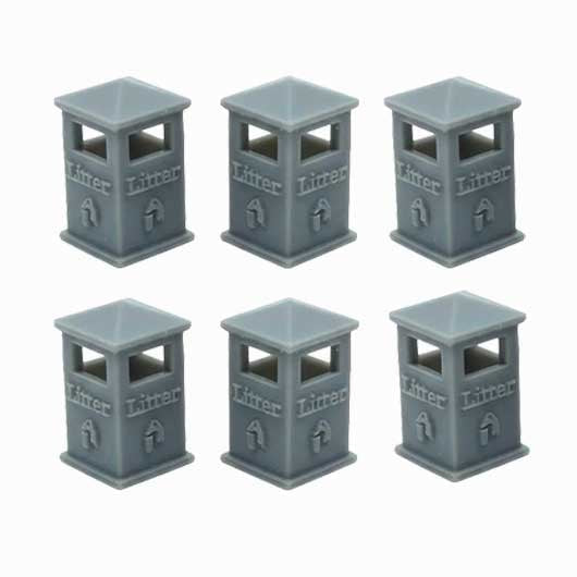OO Scale Ready to Paint Civic Litter Bin - Style 2 (6 pack)