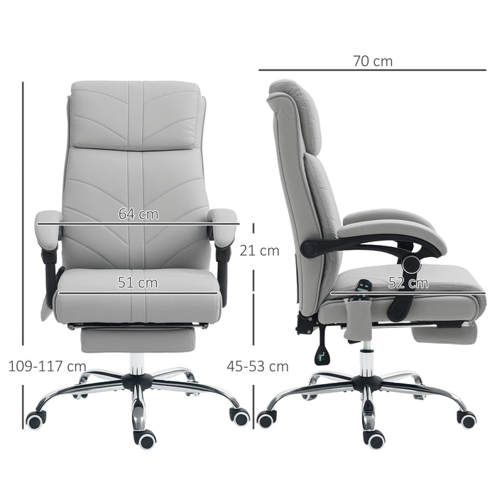 Vinsetto PU Vibration Massage Office Chair with Heat, Footrest, Light Grey