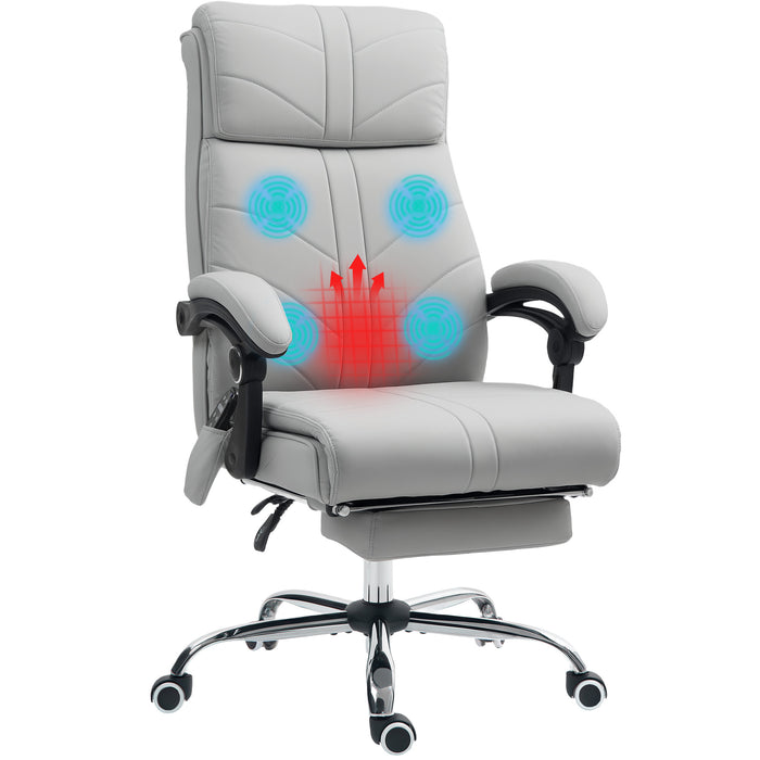 Vinsetto PU Vibration Massage Office Chair with Heat, Footrest, Light Grey