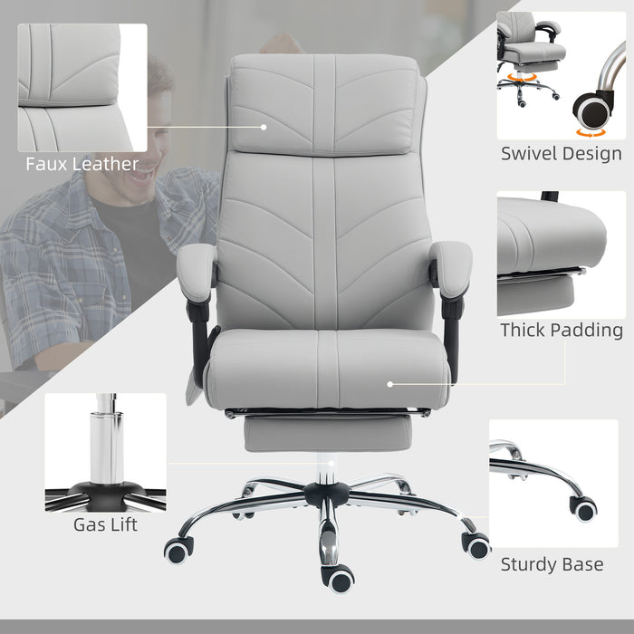 Vinsetto PU Vibration Massage Office Chair with Heat, Footrest, Light Grey