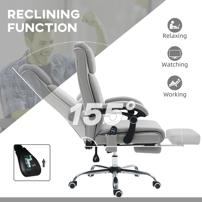 Vinsetto PU Vibration Massage Office Chair with Heat, Footrest, Light Grey