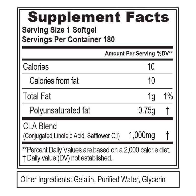 CLA 1000mg Pills – Safflower-Based Fat Loss Support (180 Count) | EVL