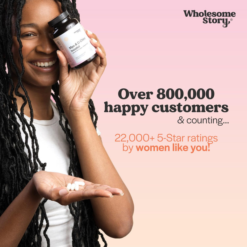 Wholesome Story Myo-Inositol & D-Chiro Inositol Capsules with MTHF Folate | Hormone Balance & Ovarian Support | Vitamin D3