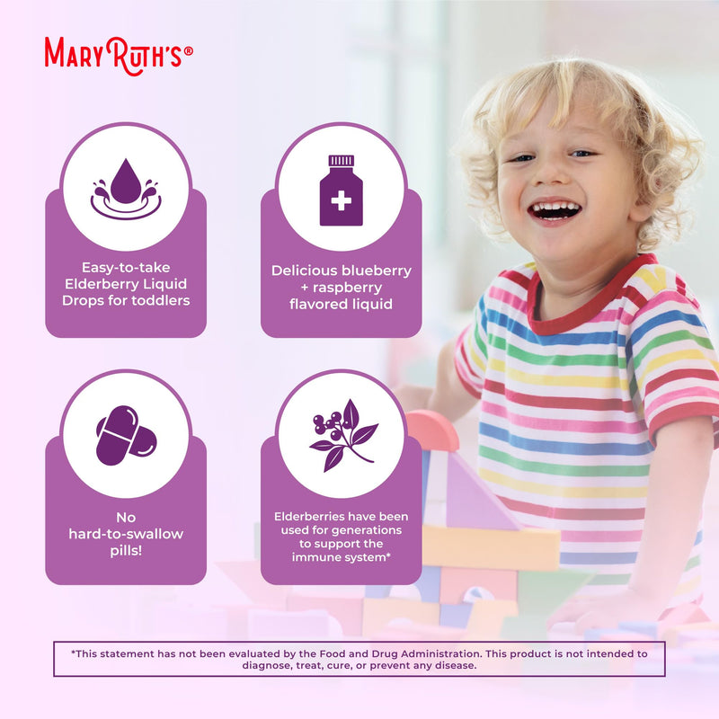 MaryRuth Organics Toddler Elderberry Syrup – USDA Organic, Sugar Free, 1 fl oz