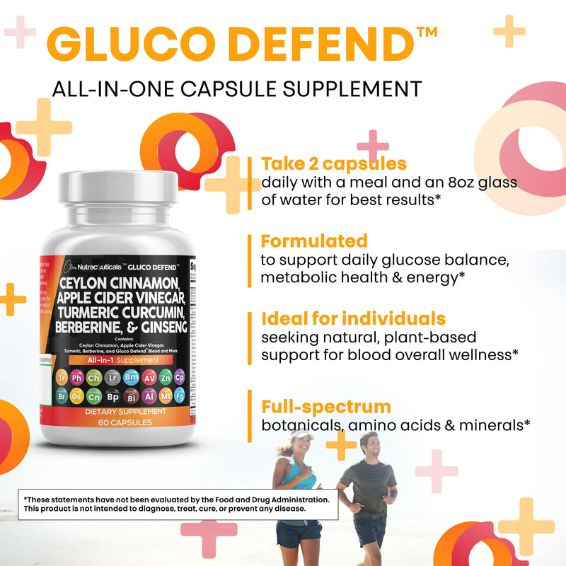 Clean Nutraceuticals Ceylon Cinnamon & Berberine Capsules with Apple Cider Vinegar – 16-in-1 Formula