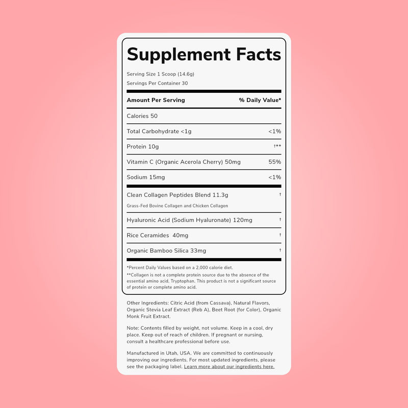 Clean Simple Eats Collagen Powder and Beauty Blend - Strawberry Colada, 30 Servings