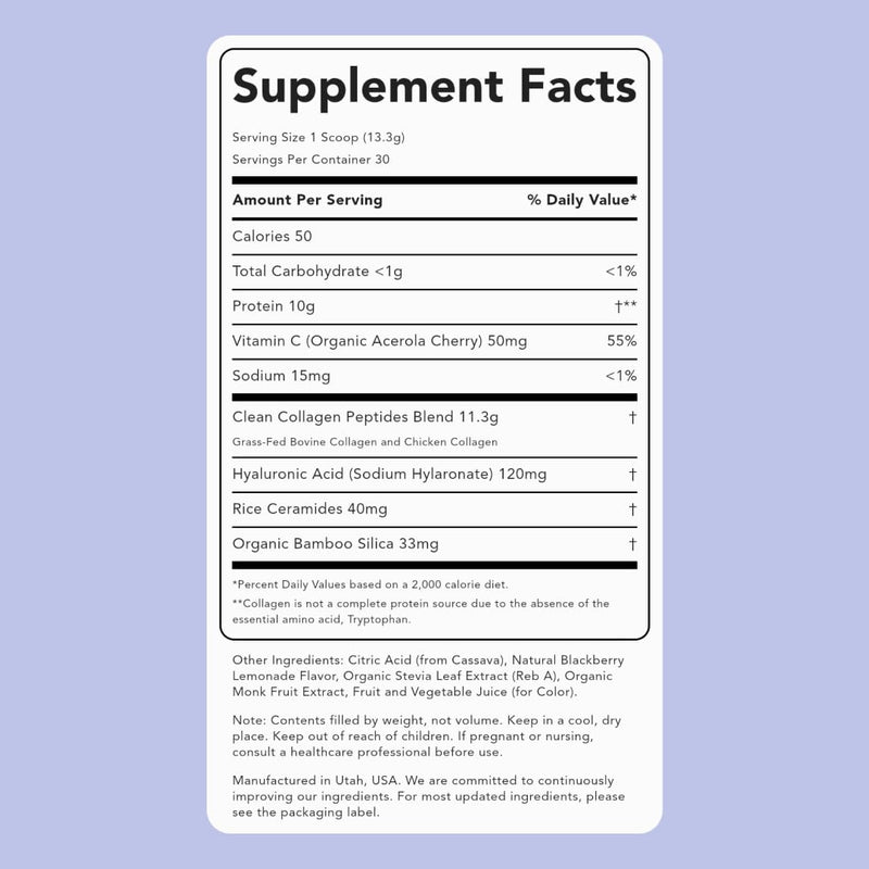 Clean Simple Eats Collagen Powder + Beauty Blend – Blackberry Lemonade, 30 Servings