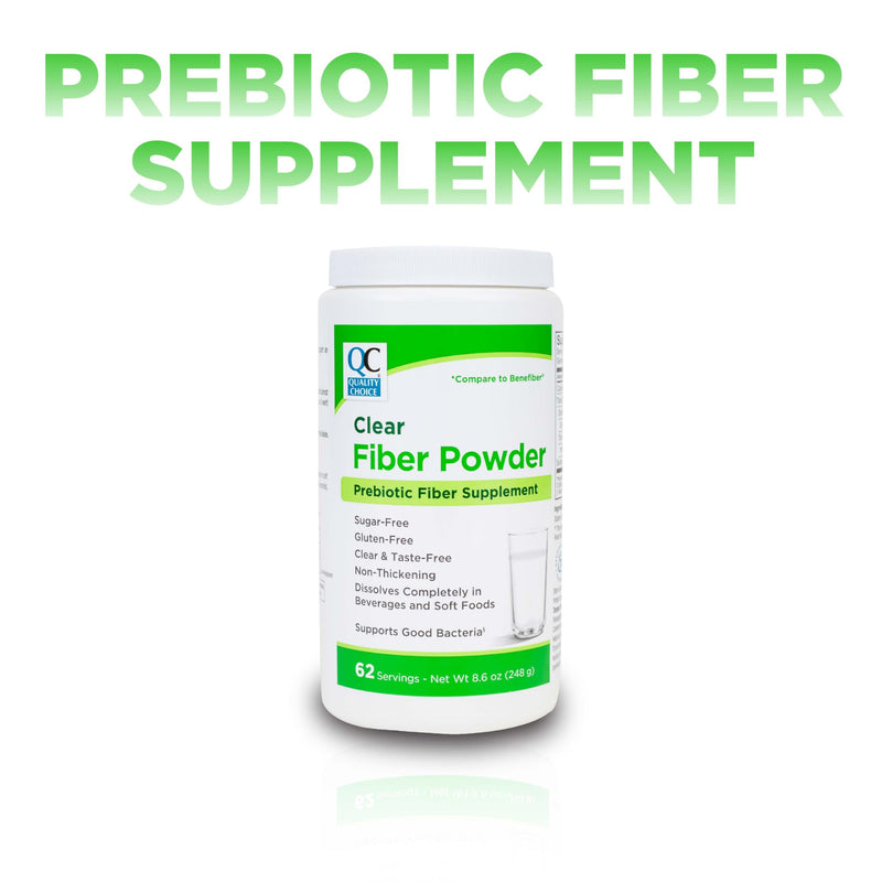 Quality Choice Clear Prebiotic Fiber Powder – Tasteless, Non-Thickening for Digestive Health (62 Servings, 8.6 oz) – Adults & Kids 6+