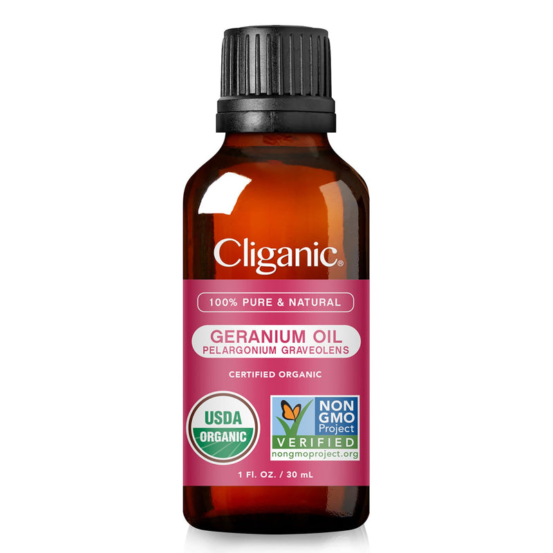 Cliganic Organic Geranium Essential Oil – 100% Pure & Non-GMO | Aromatherapy