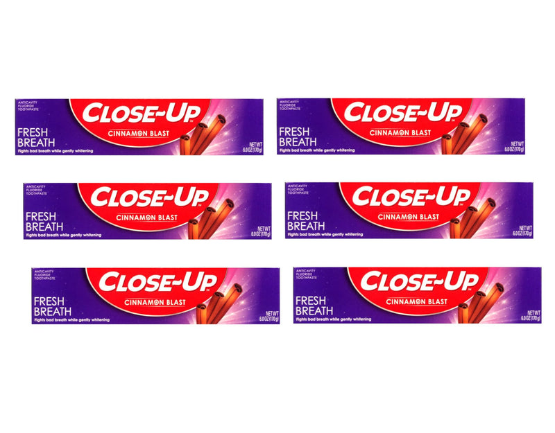 Close-Up Cinnamon Red Gel Toothpaste with Fluoride – Anticavity, 6 oz (Pack of 6) | Fresh Breath