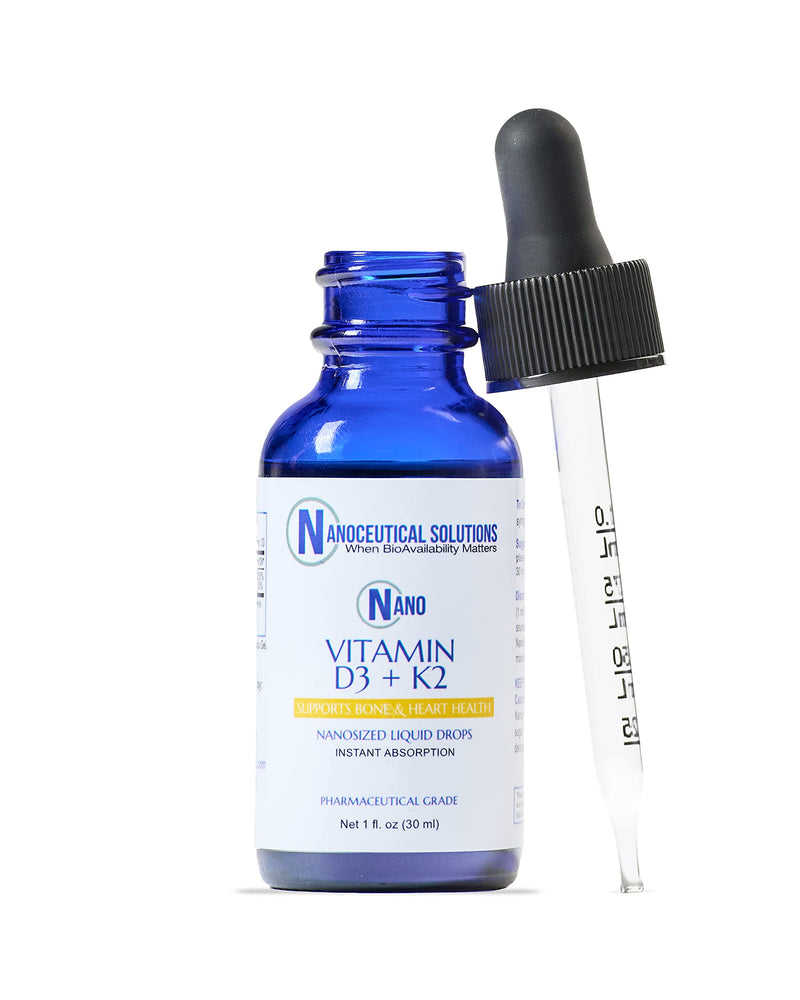 Nano Vitamin D3+K2 Nano-Particles – 5000 IU, Rapid Absorption, 1 oz (Non-GMO, Gluten Free)