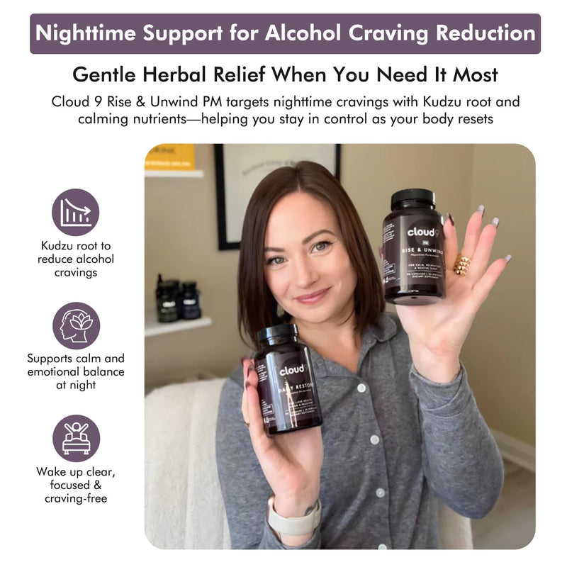 Cloud9 Rise & Unwind PM – Nighttime Sleep Support (Adaptogens, Magnesium) – Made in USA