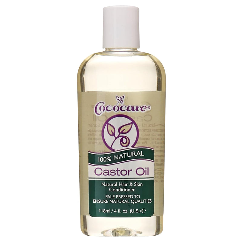 Cococare Castor Oil - Organic Cold-Pressed 4 oz for Hair, Lashes & Skin