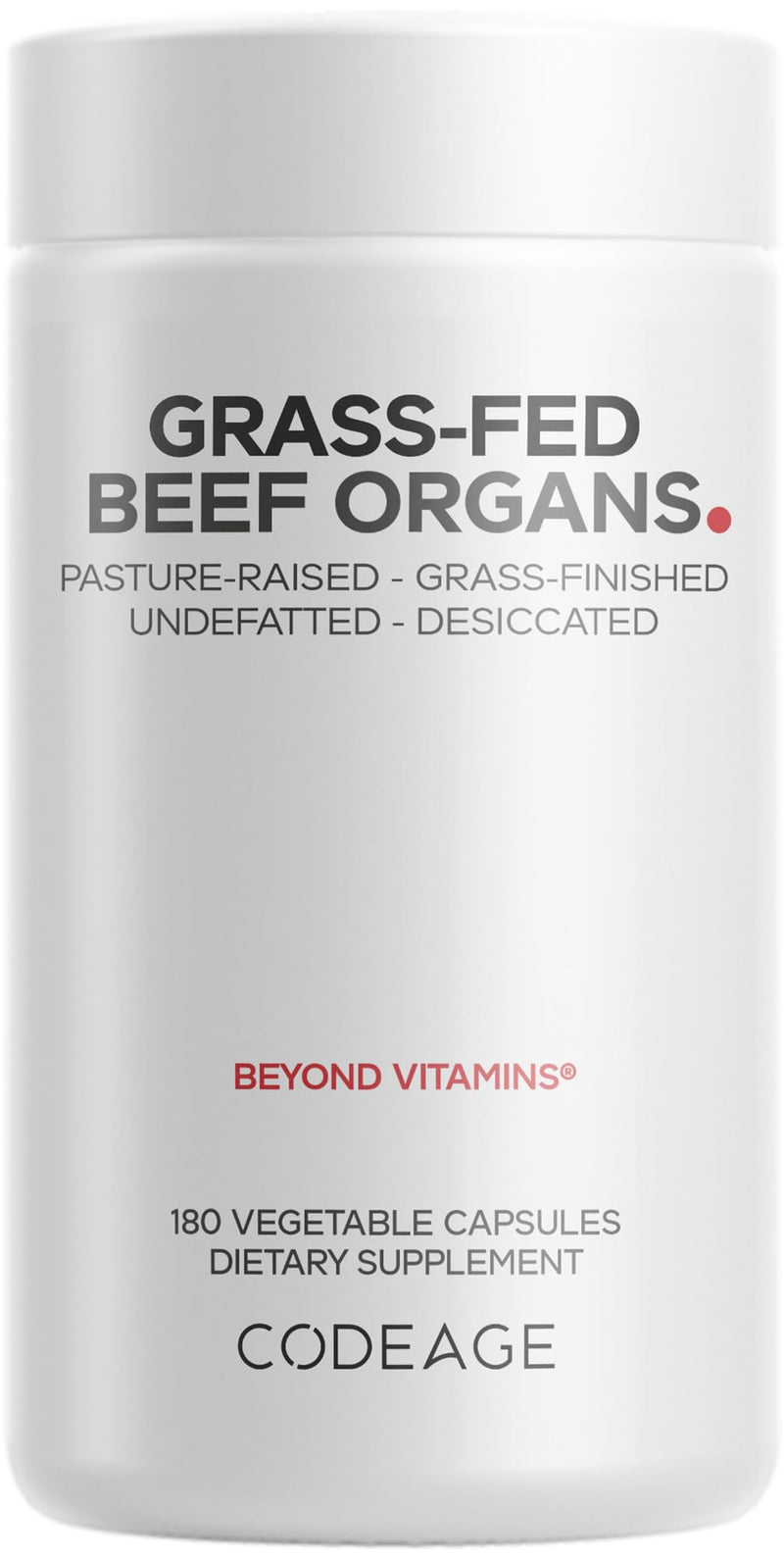 Codeage Grass-Fed Beef Organs Supplement – Freeze-Dried Liver, Heart, Kidney & More | 180 Capsules