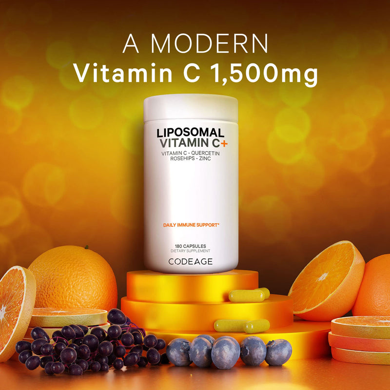 Codeage Liposomal Vitamin C 1500mg with Zinc & Elderberry – Vegan, Non-GMO, 2-Pack