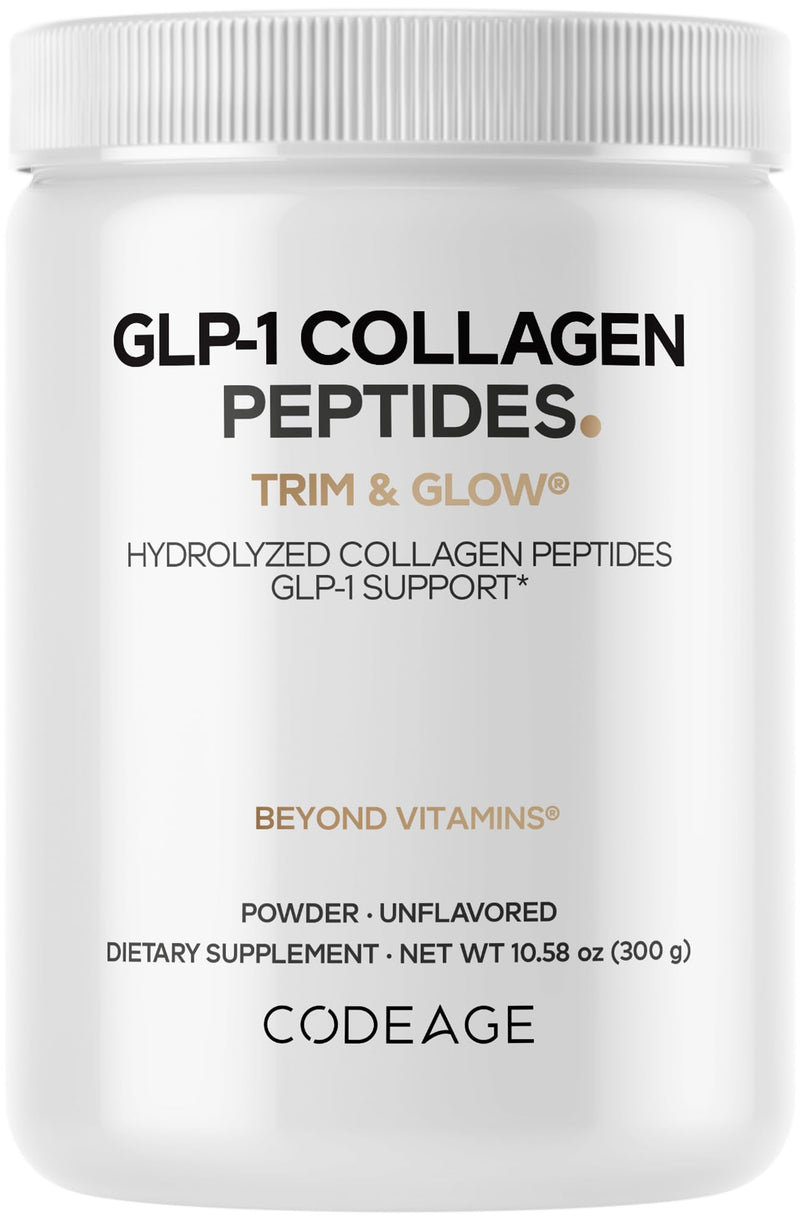 Codeage GLP-1 Collagen Powder – Nextida GC, Hydrolyzed Type I & III, Grass-Fed, Unflavored – 10.58 oz