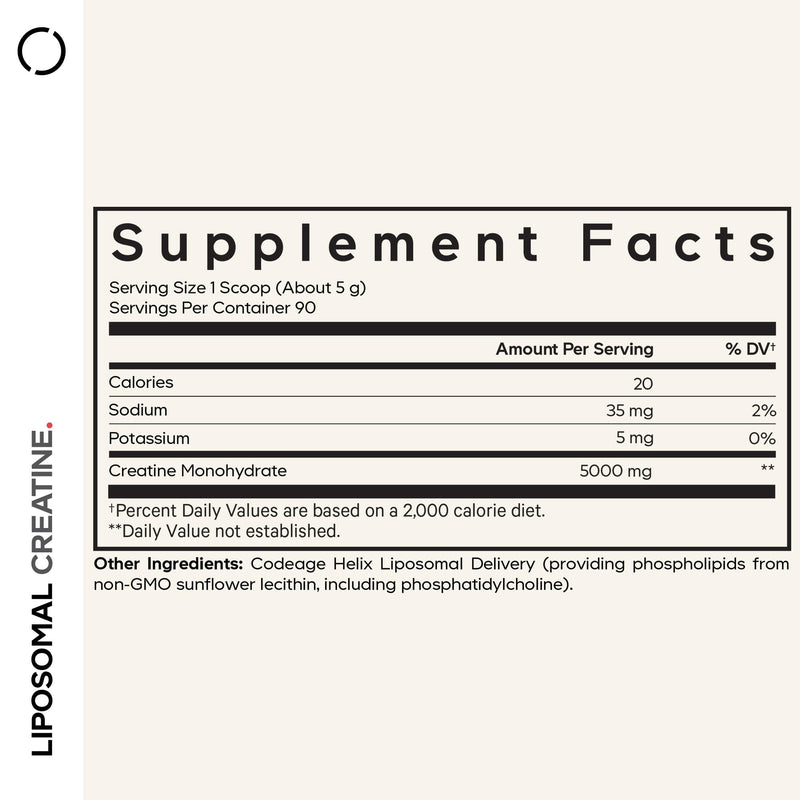 Codeage Liposomal Creatine Powder – 90 Servings, 5,000 mg Monohydrate