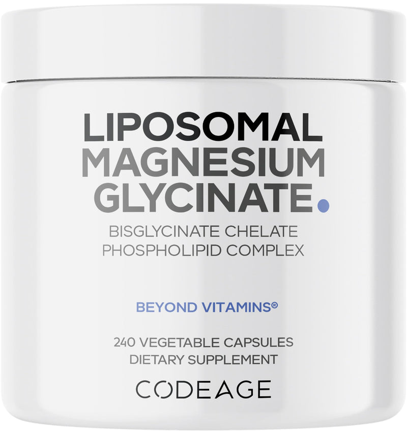 Codeage Liposomal Magnesium Glycinate Supplement – 2-Month Supply, 240 Count, BioPerine, Non-GMO Vegan