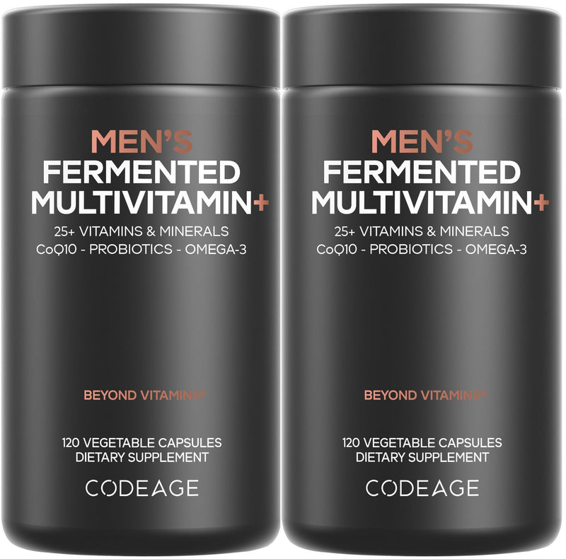 Codeage Men’s Daily Multivitamin – 25+ Vitamins & Minerals, Organic Whole Foods, Probiotics, Omega-3, Zinc | 2 Pack