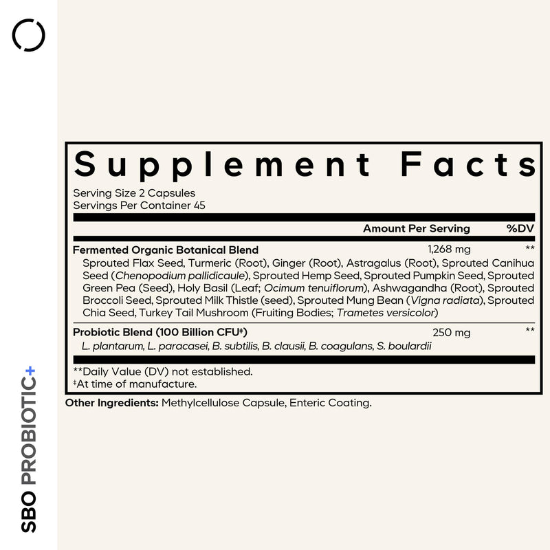 Codeage SBO Probiotics: 100 Billion CFUs, 6 Strains, Organic Fermented Botanicals, Shelf-Stable, 90 Capsules