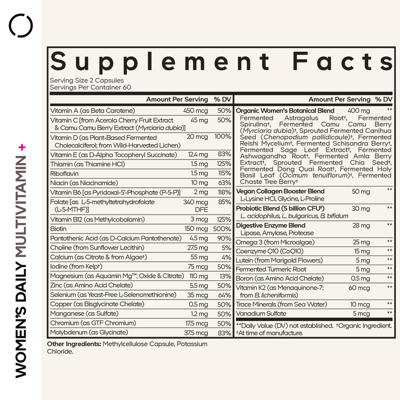Codeage Women’s Daily Multivitamin – Fermented, Vegan, 25+ Vitamins, Probiotics (2 Pack)