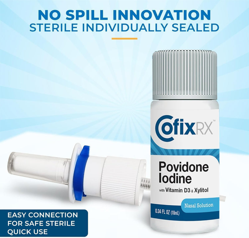 COFIXRX Nasal Cleanse Solution Spray – Povidone Iodine, Vitamin D3 & Xylitol